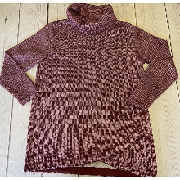 Lands' End Sweaters - Lands' End Sweater Fleece Tunic Women's Large 14-16 Burgundy Cowl Neck Pullover